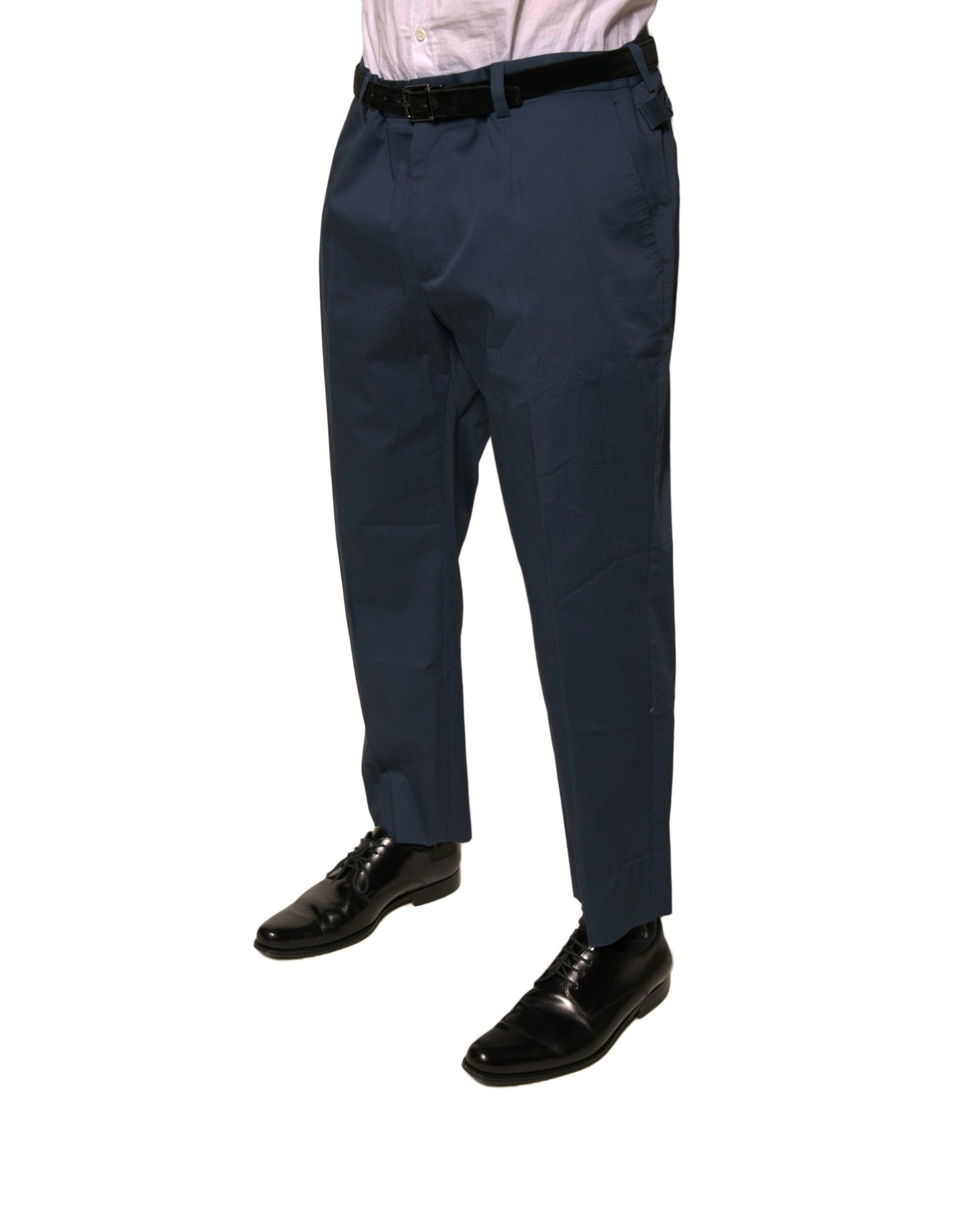 Pantalones de vestir ajustados de algodón azul para hombre
