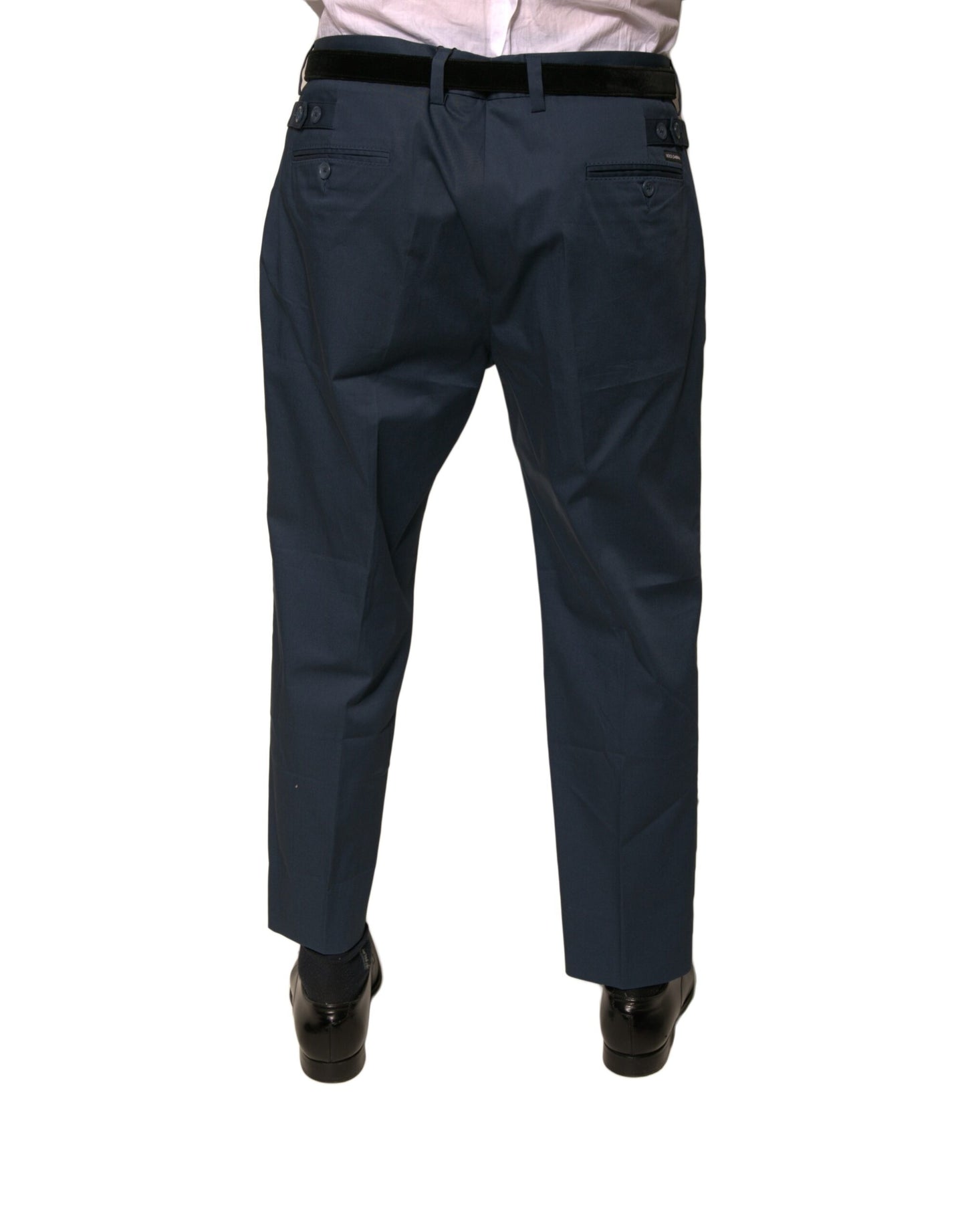 Pantalones de vestir ajustados de algodón azul para hombre