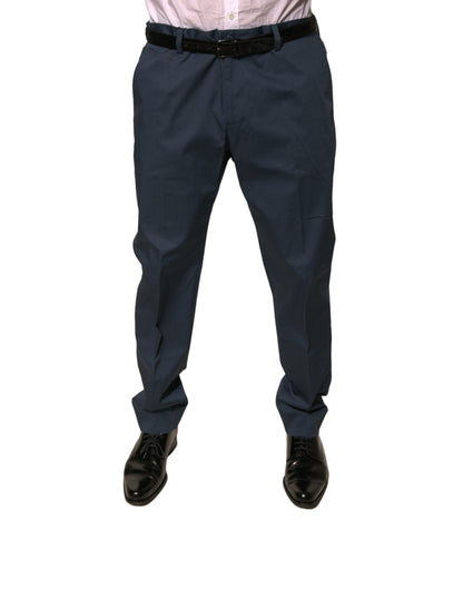Pantalones de vestir ajustados de algodón elástico azul oscuro para hombre