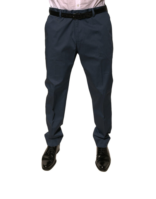 Pantalones de vestir ajustados de algodón elástico azul oscuro para hombre