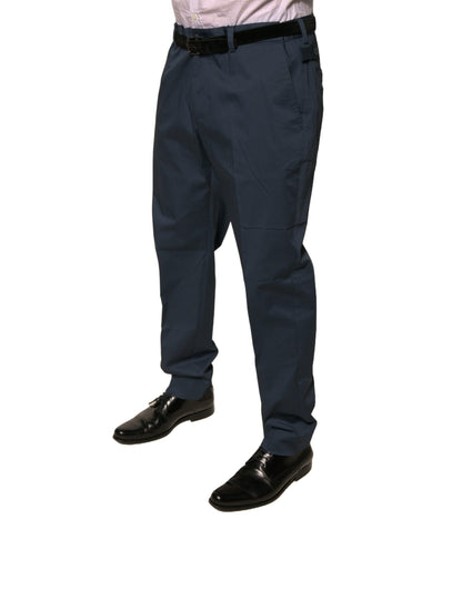 Pantalones de vestir ajustados de algodón elástico azul oscuro para hombre