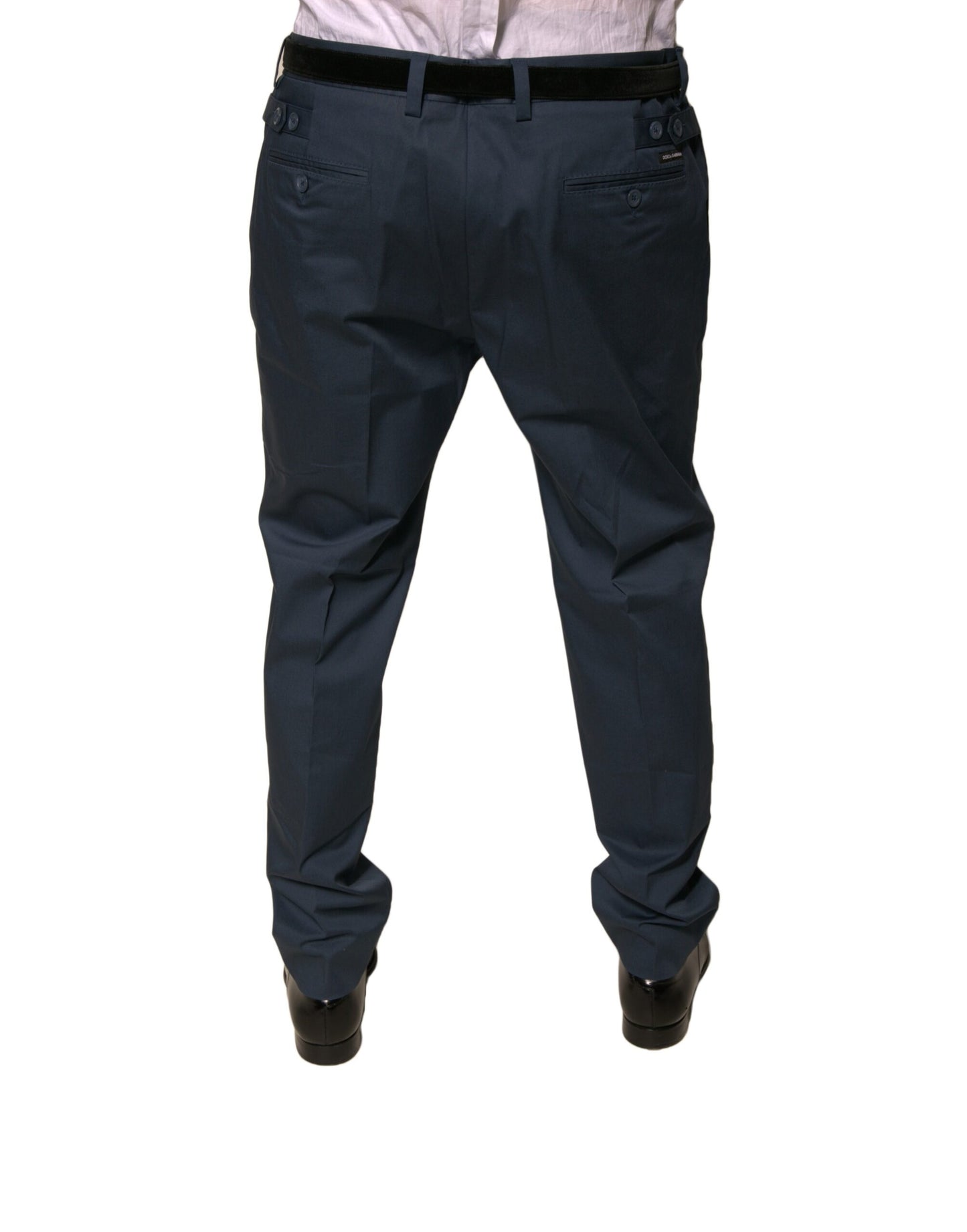 Pantalones de vestir ajustados de algodón elástico azul oscuro para hombre