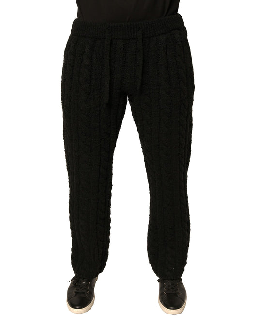 Pantalones pitillo de punto de lana negra