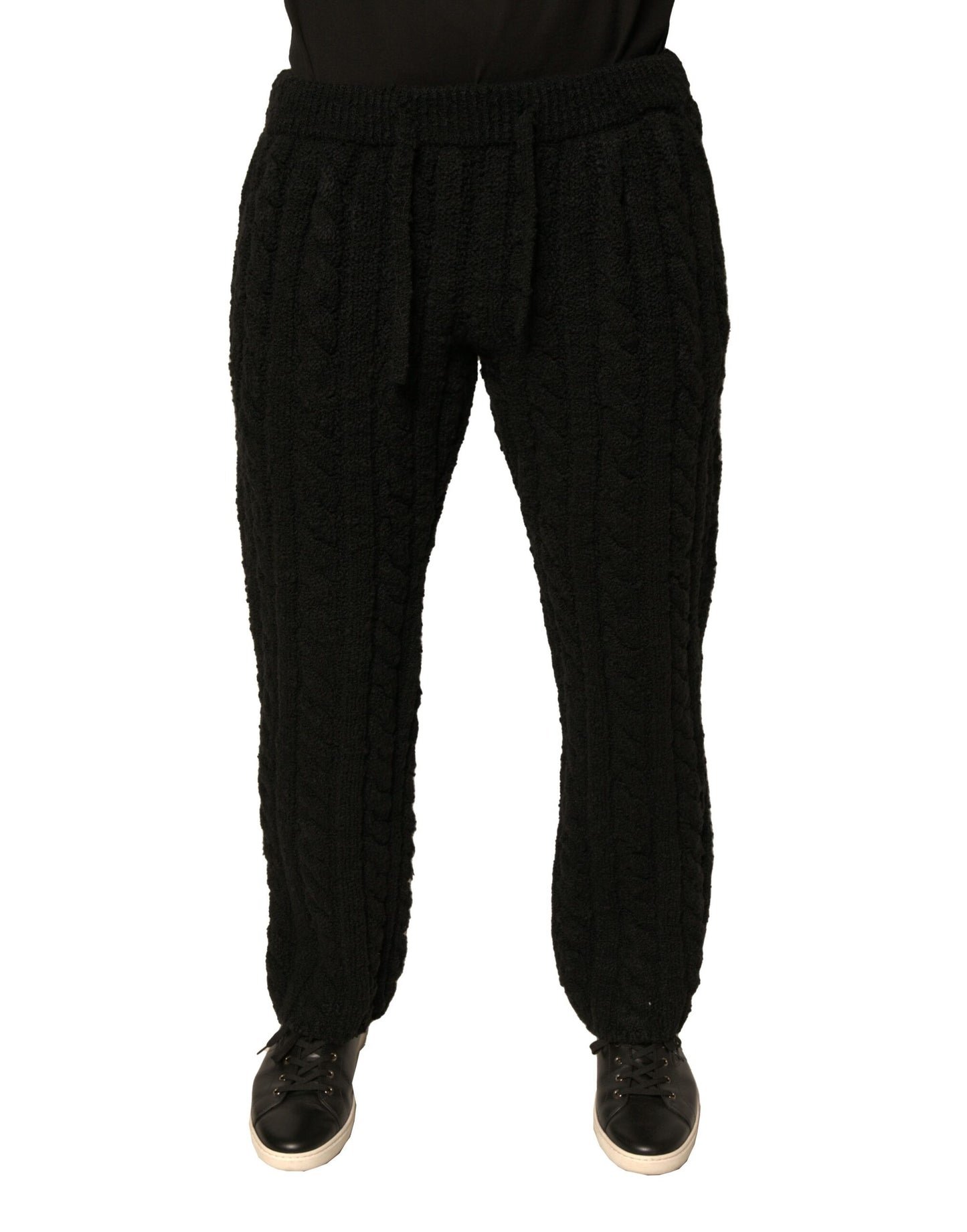 Pantalones pitillo de punto de lana negra