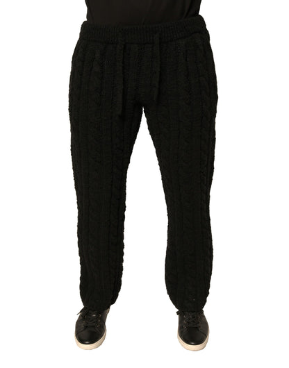 Pantalones pitillo de punto de lana negra