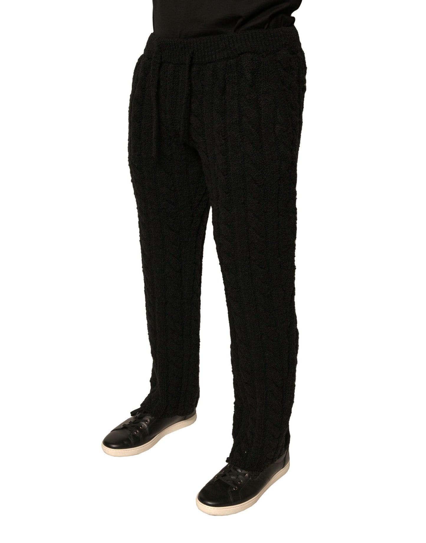 Pantalones pitillo de punto de lana negra