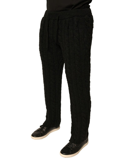 Pantalones pitillo de punto de lana negra