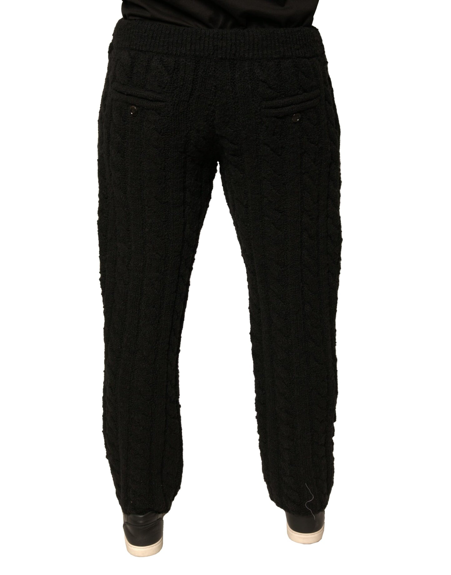 Pantalones pitillo de punto de lana negra