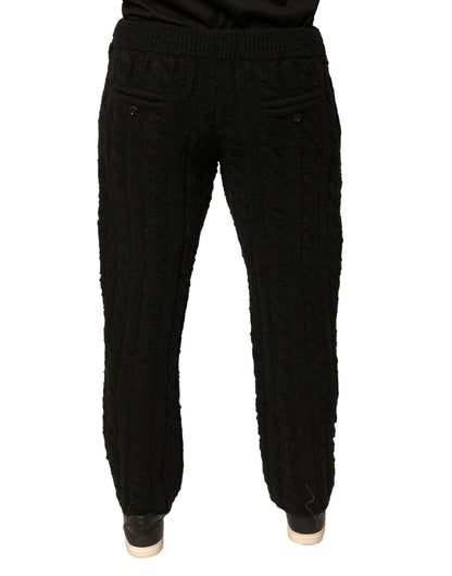 Pantalones pitillo de punto de lana negra