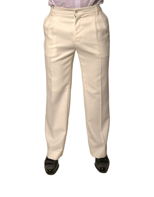 Pantalones de vestir rectos color blanco roto