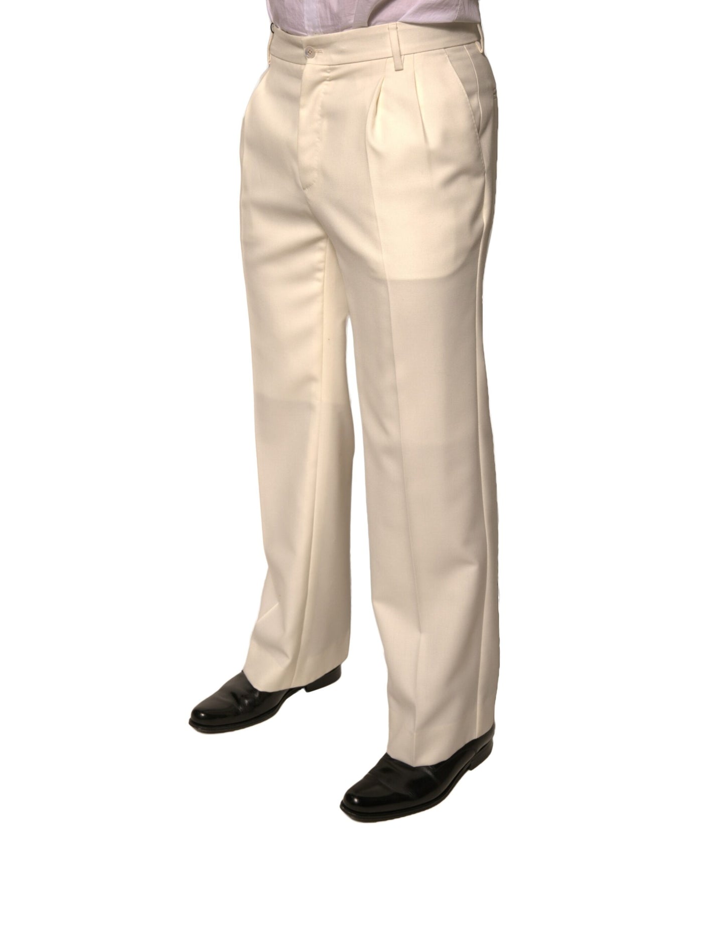 Pantalones de vestir rectos color blanco roto