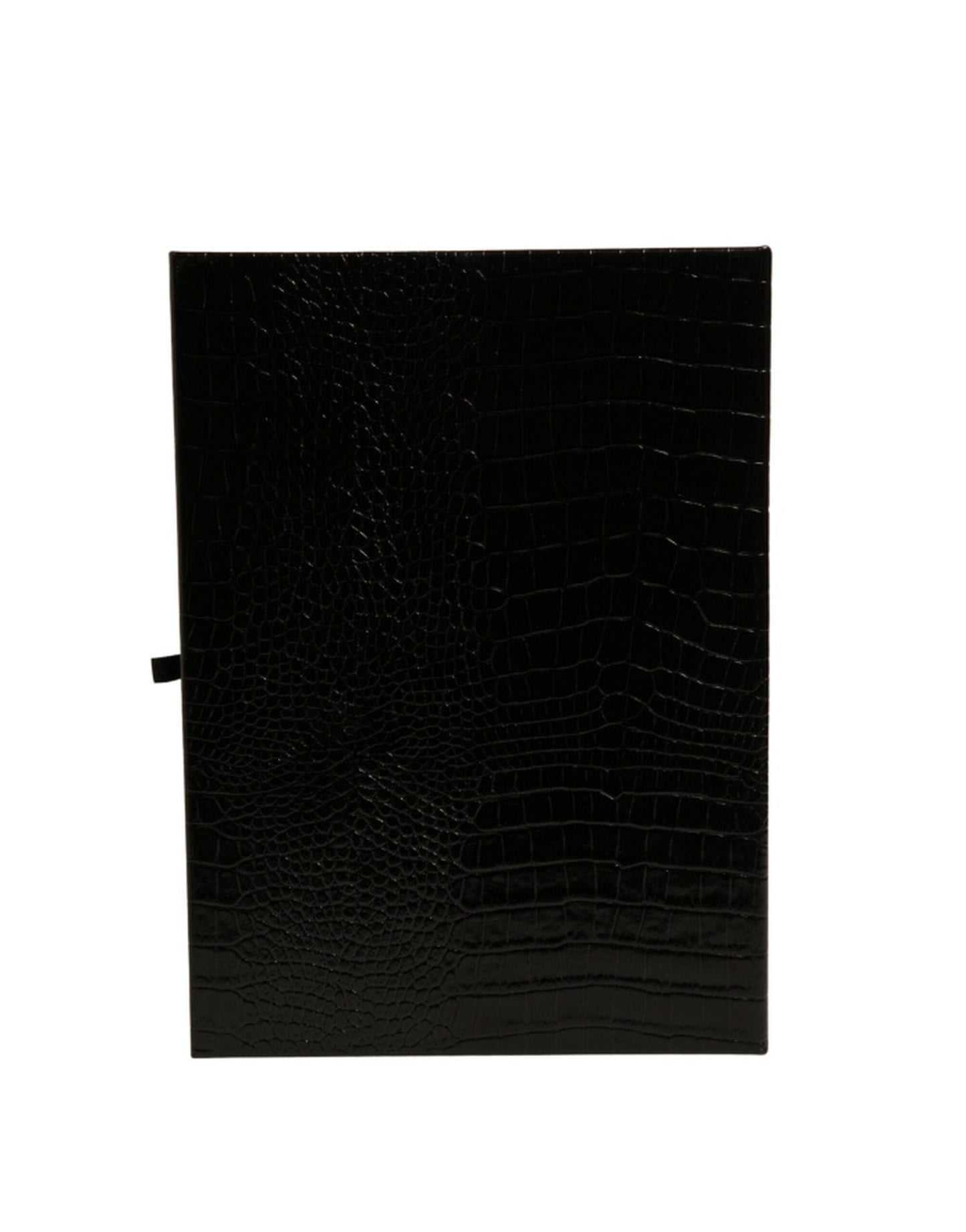 Elegante estuche para catálogo con placa de logotipo de cuero negro