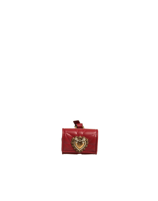 Estuche para Airpods con correa de cuero negro con diseño de corazón Devotion