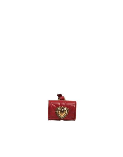 Estuche para Airpods con correa de cuero negro con diseño de corazón Devotion