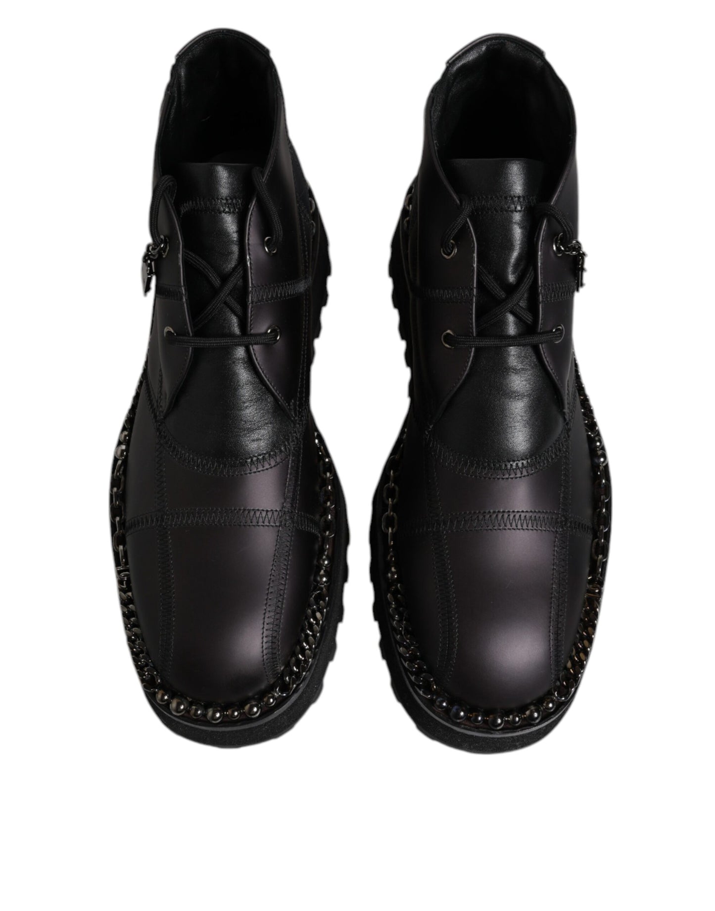 Botines de cuero negro con cordones