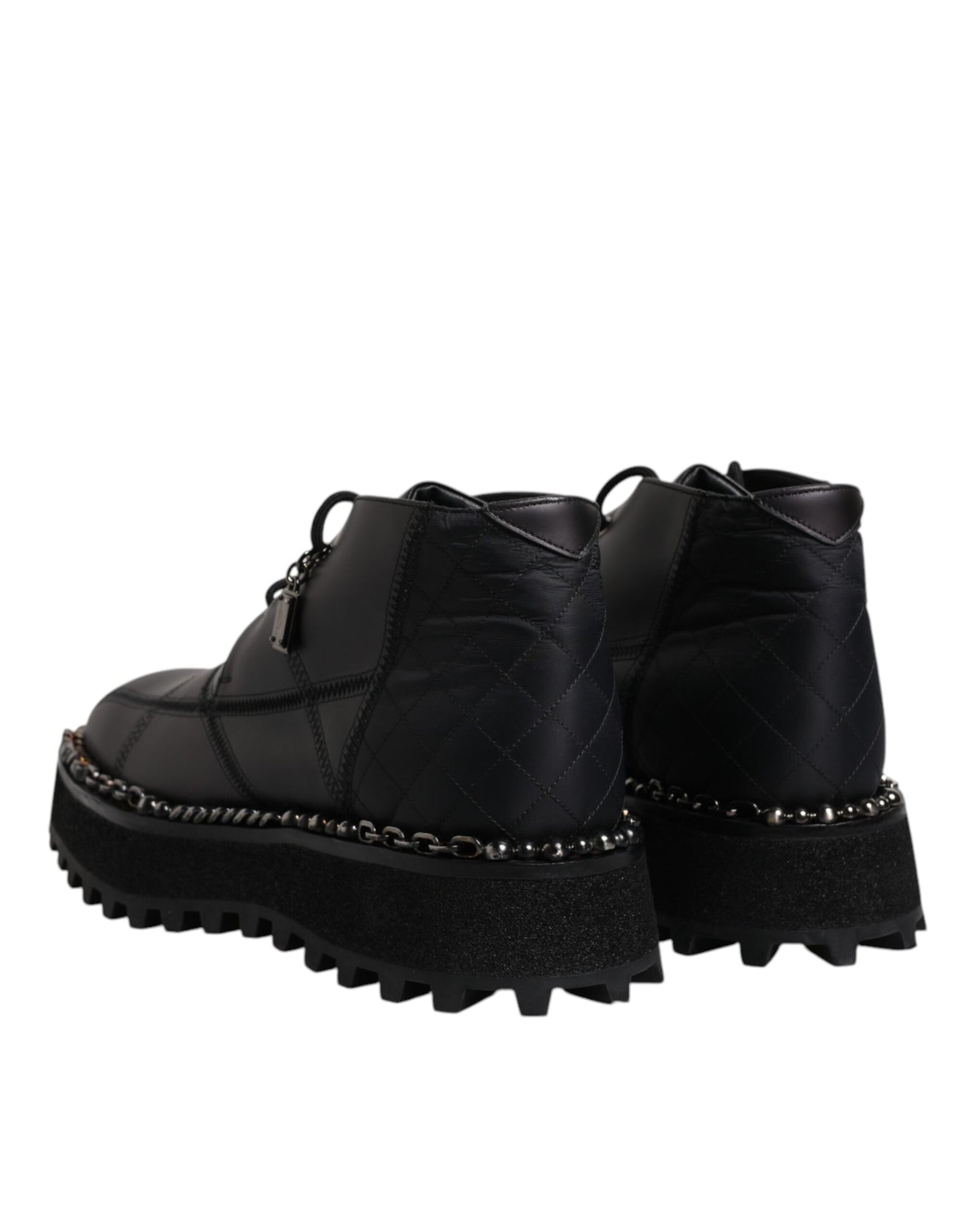 Botines de cuero negro con cordones
