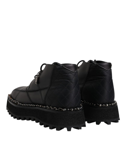 Botines de cuero negro con cordones