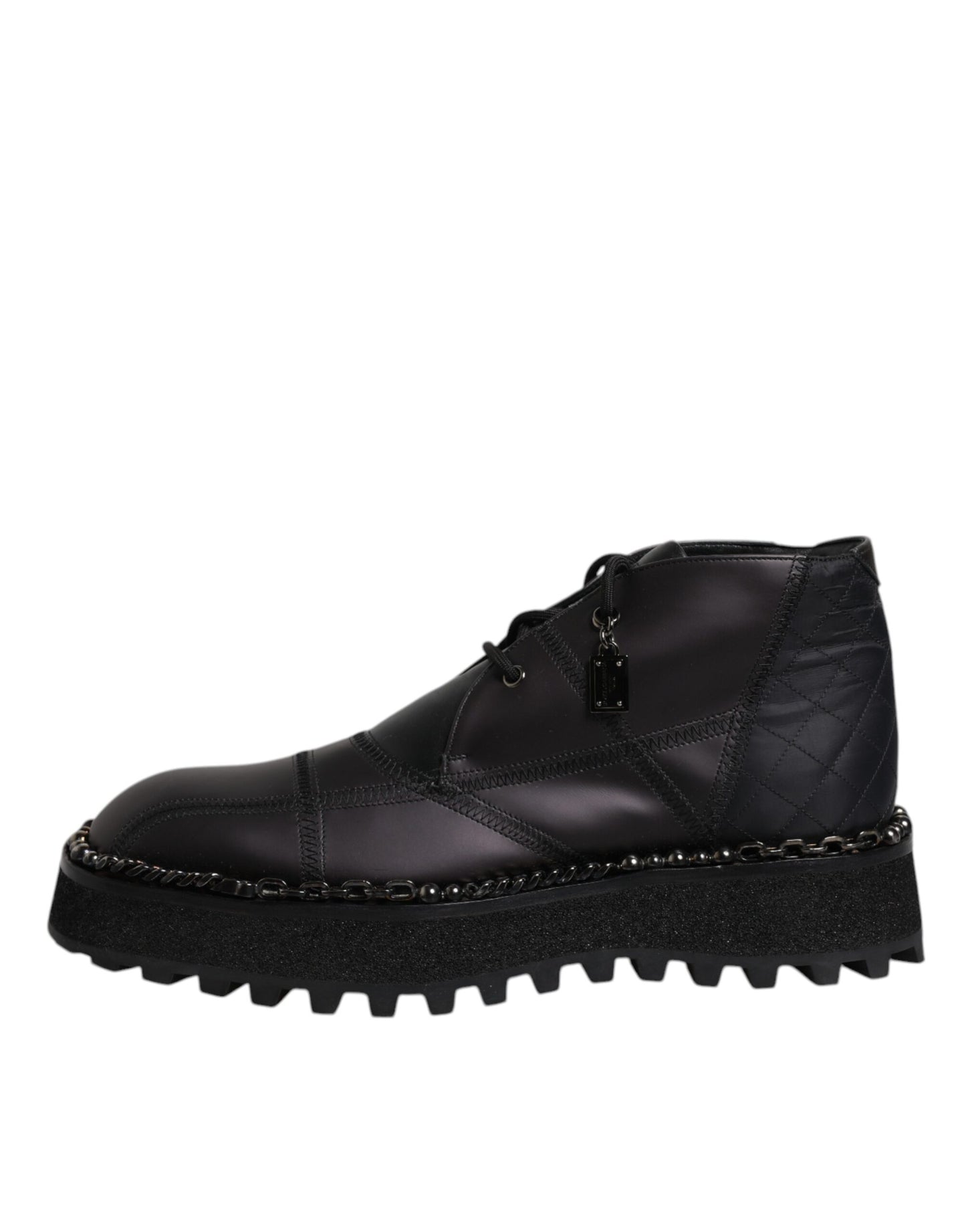 Botines de cuero negro con cordones