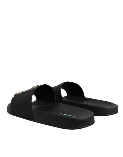 Sandalias negras de cuero para buzos, chanclas, zapatos de playa