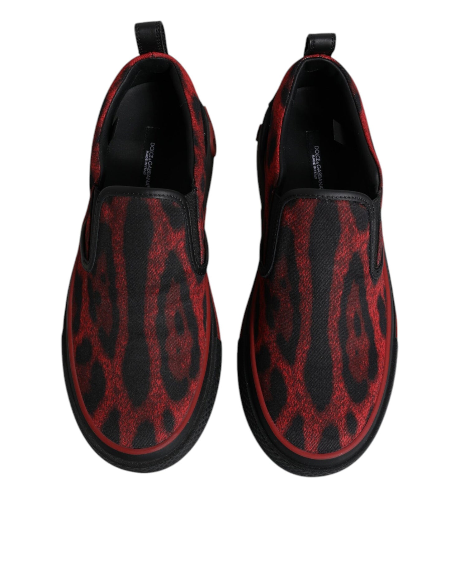 Zapatillas bajas de algodón con estampado de leopardo en rojo y negro para hombre