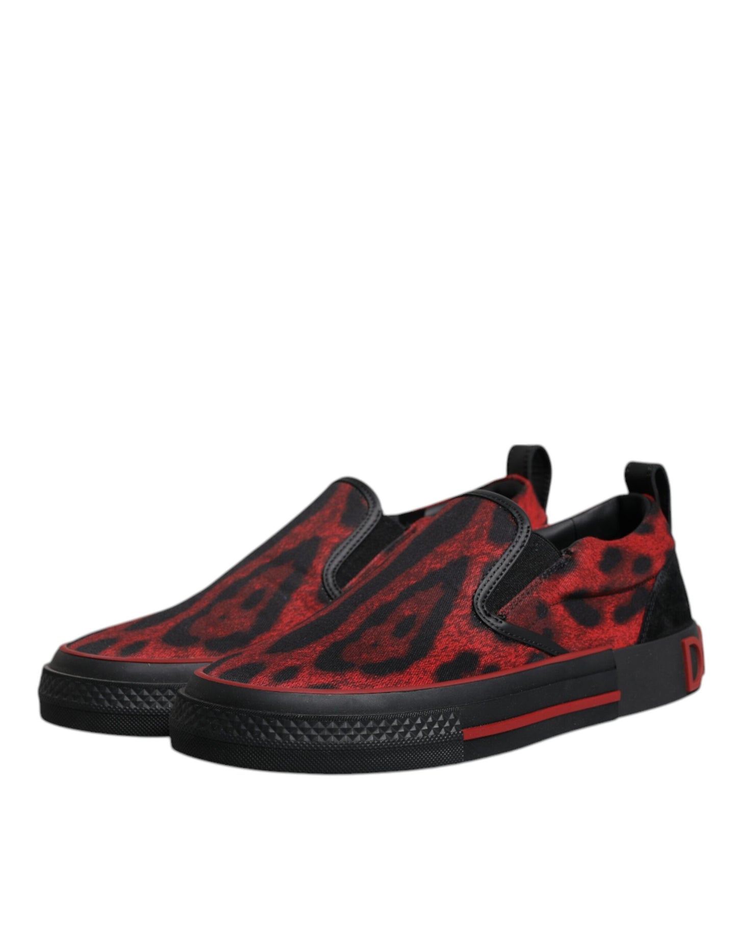 Zapatillas bajas de algodón con estampado de leopardo en rojo y negro para hombre