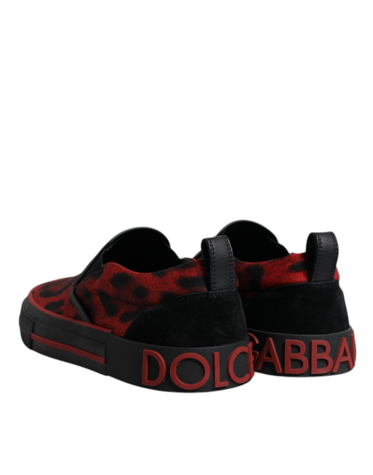 Zapatillas bajas de algodón con estampado de leopardo en rojo y negro para hombre