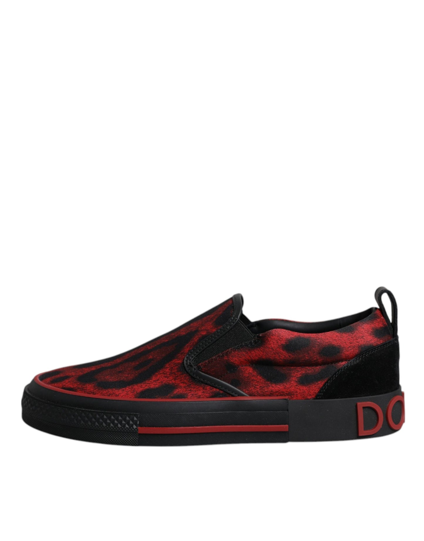 Zapatillas bajas de algodón con estampado de leopardo en rojo y negro para hombre