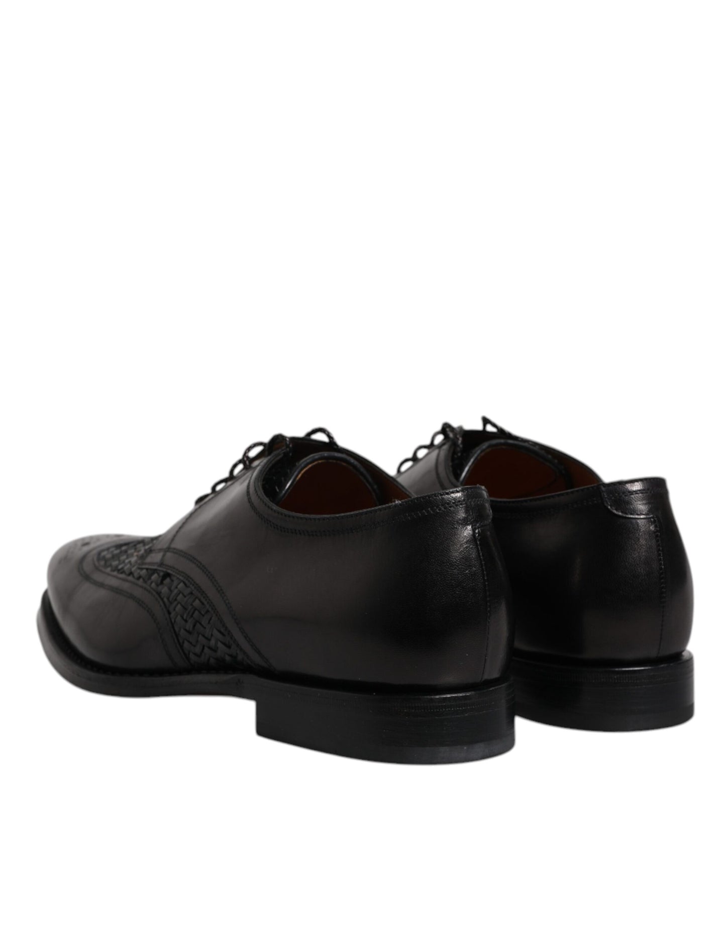 Zapatos de vestir formales Derby de cuero negro con punta de ala y cordones