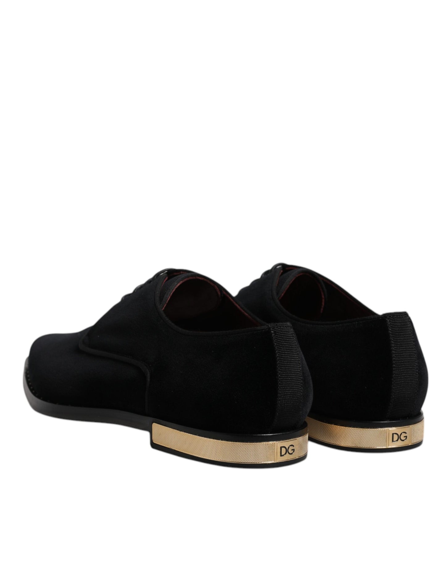 Zapatos Derby de algodón y terciopelo negro con cordones