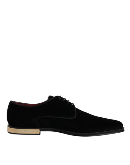 Zapatos Derby de algodón y terciopelo negro con cordones