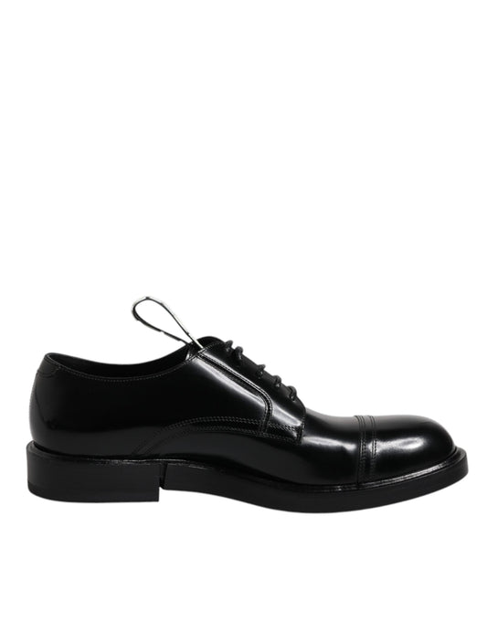 Zapatos de vestir formales Derby de charol negro con cordones