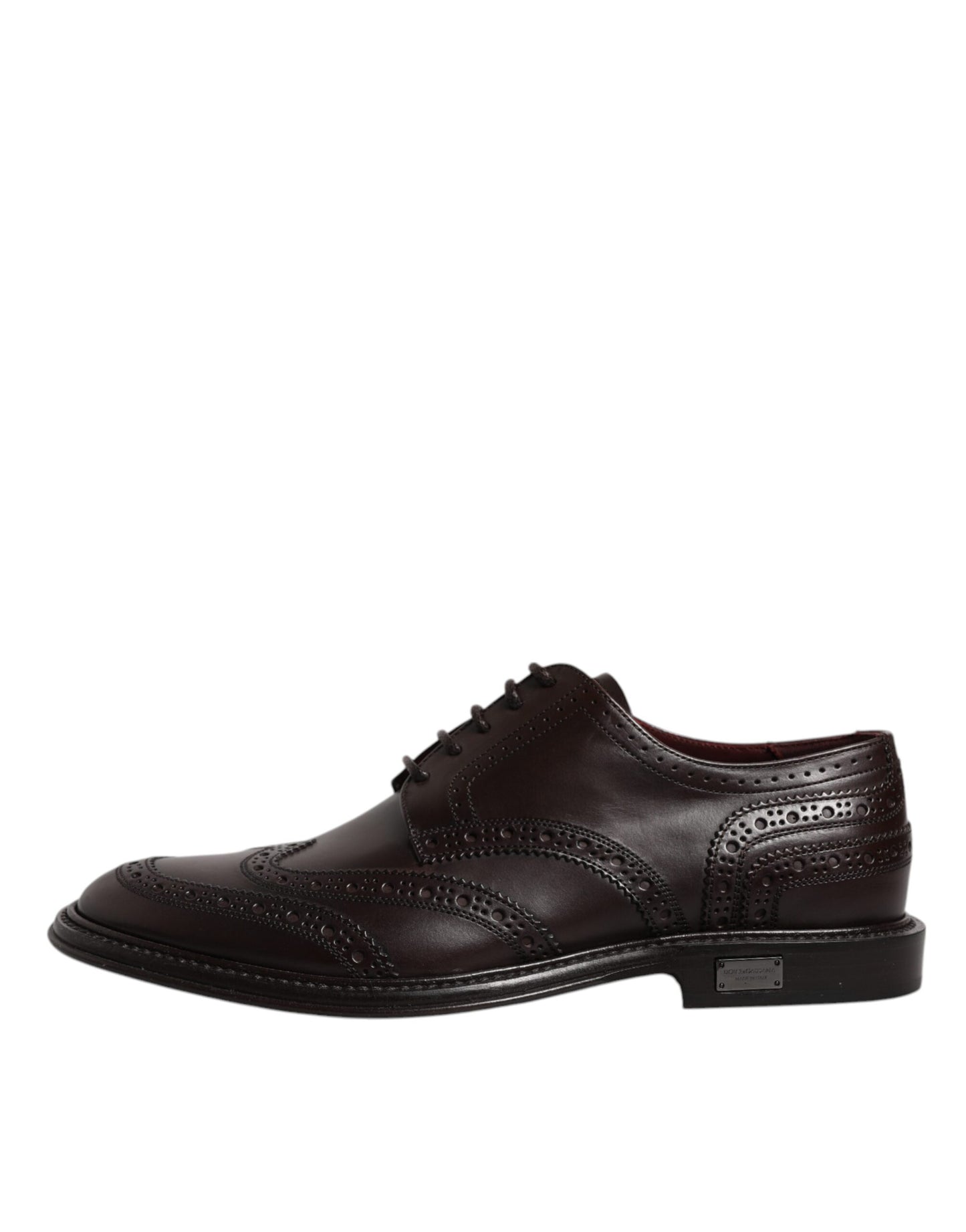 Zapatos de vestir formales Derby de cuero marrón con punta de ala y cordones