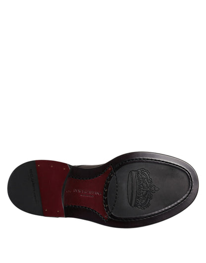 Zapatos de vestir formales Derby de cuero marrón con punta de ala y cordones