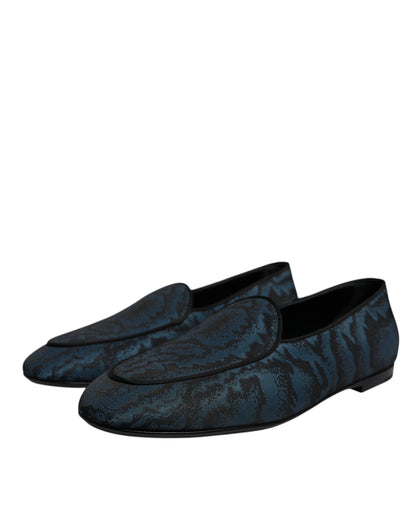 Zapatos de vestir planos azules y negros para hombre