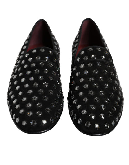 Mocasines negros con cristales adornados