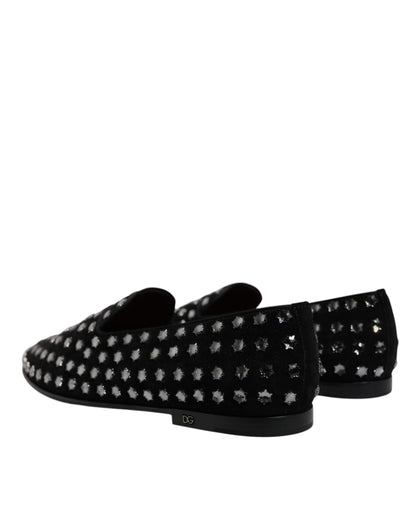 Mocasines negros con cristales adornados