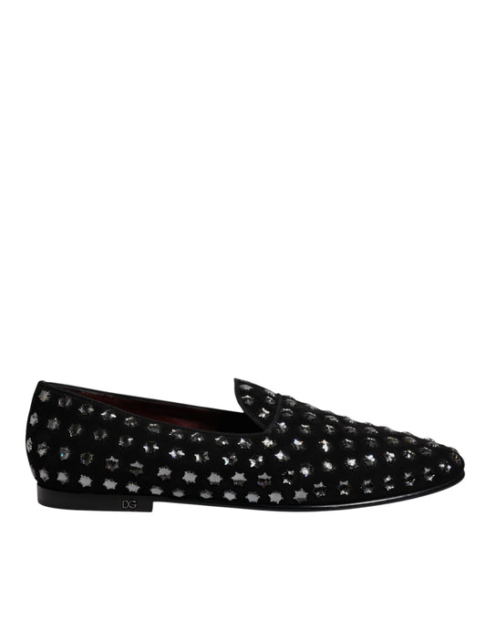 Mocasines negros con cristales adornados