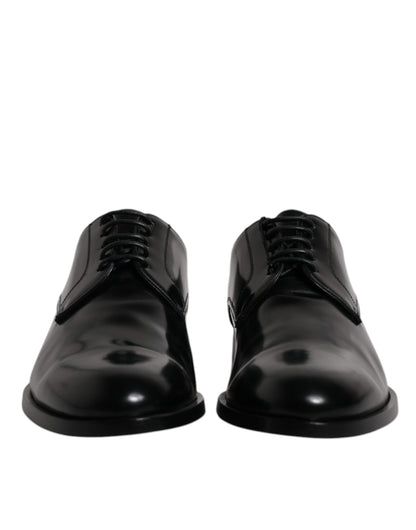 Zapatos Derby de vestir formales con cordones de piel de becerro negra