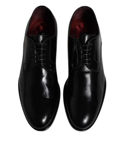 Zapatos Derby de vestir formales con cordones de piel de becerro negra