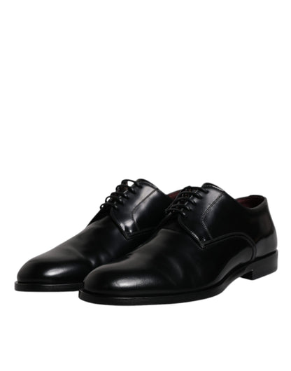 Zapatos Derby de vestir formales con cordones de piel de becerro negra
