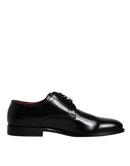 Zapatos Derby de vestir formales con cordones de piel de becerro negra