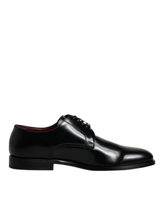 Zapatos Derby de vestir formales con cordones de piel de becerro negra