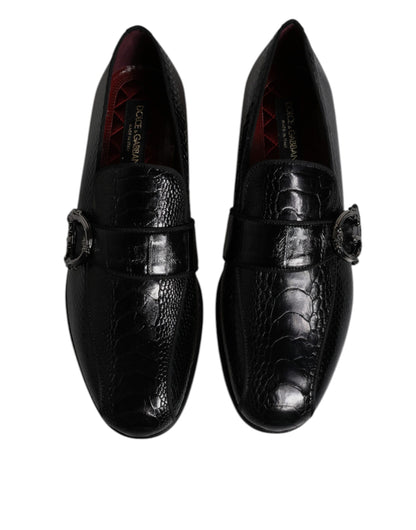 Mocasines de piel exótica negra con logotipo DG, zapatos de vestir formales