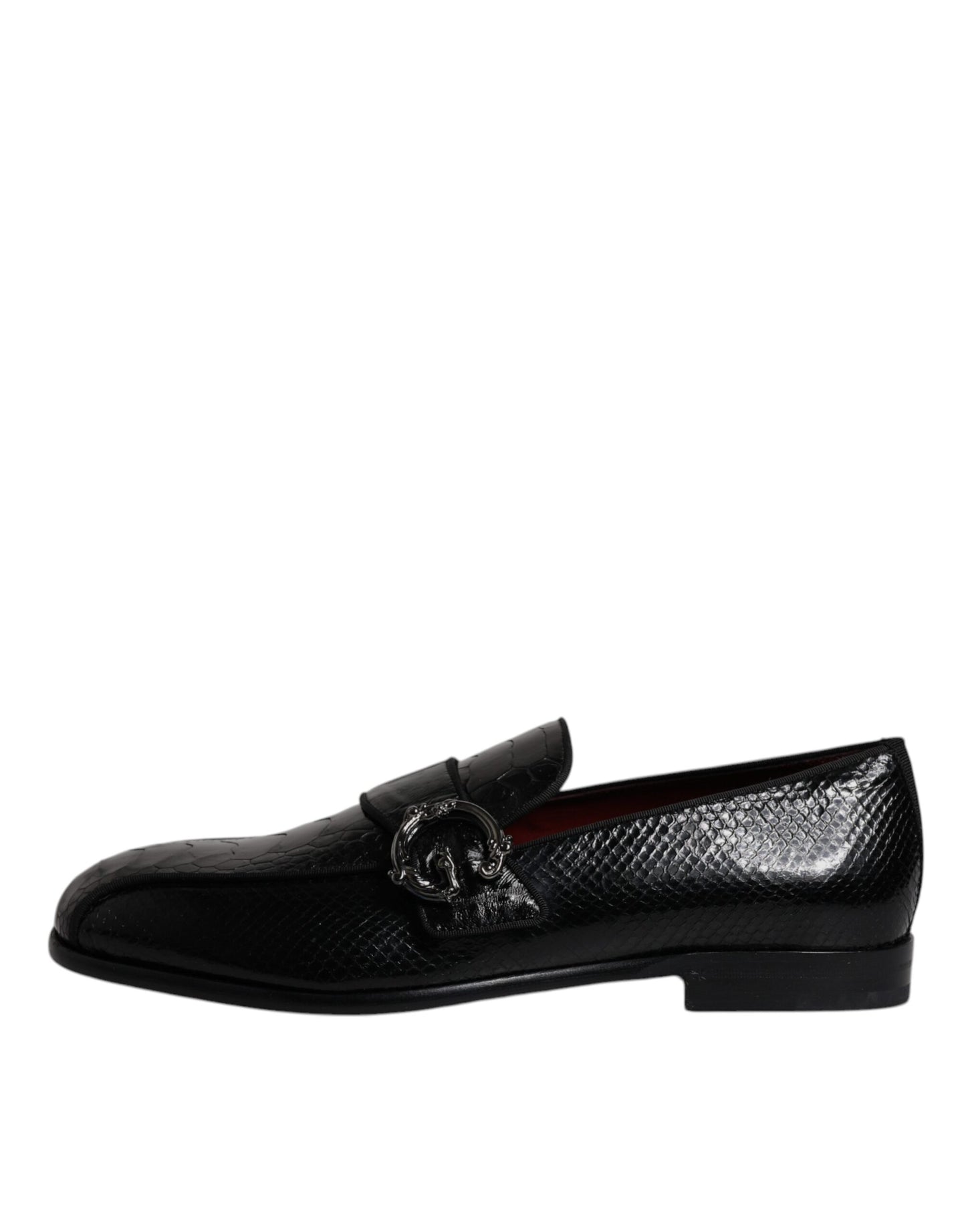 Mocasines de piel exótica negra con logotipo DG, zapatos de vestir formales