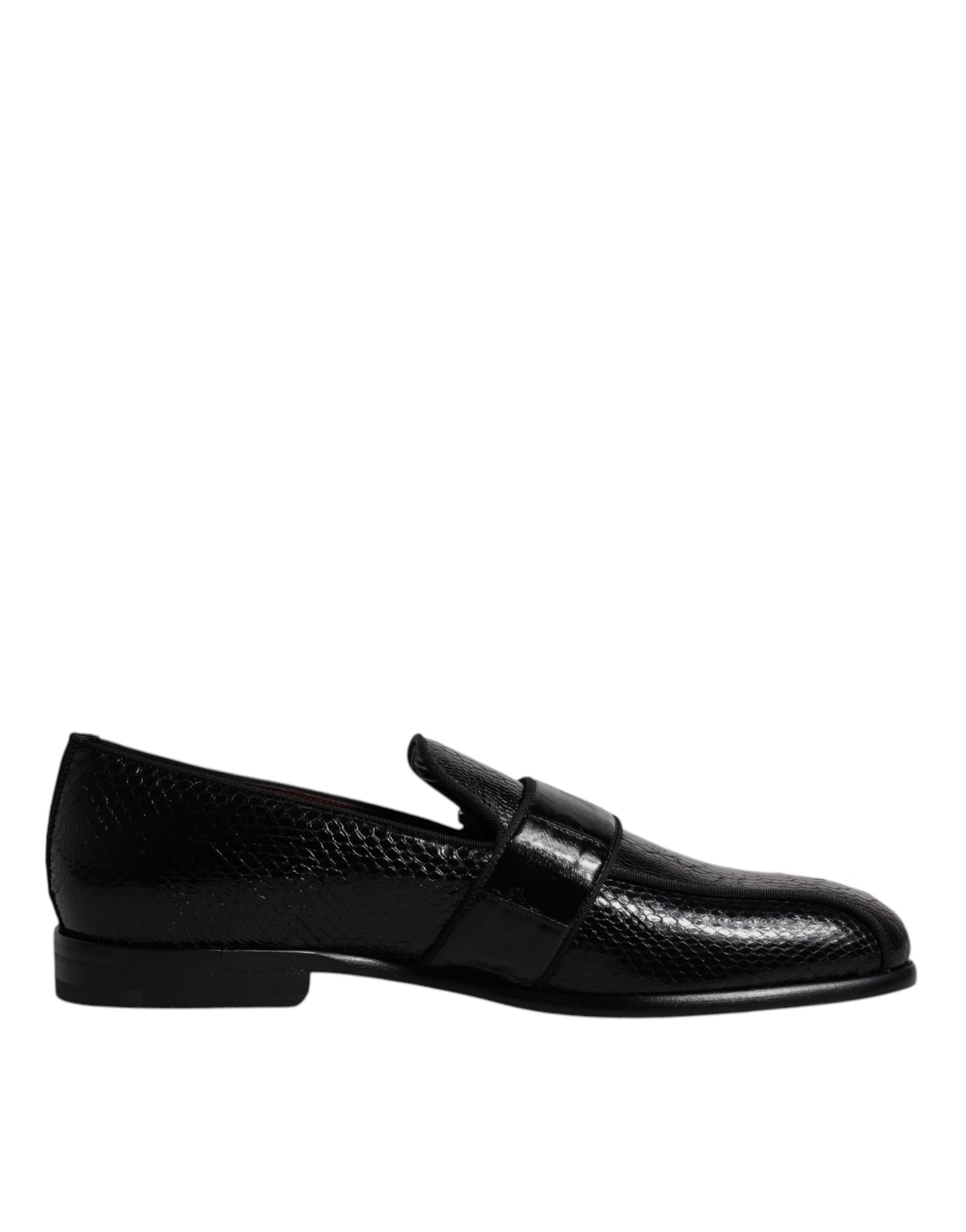 Mocasines de piel exótica negra con logotipo DG, zapatos de vestir formales