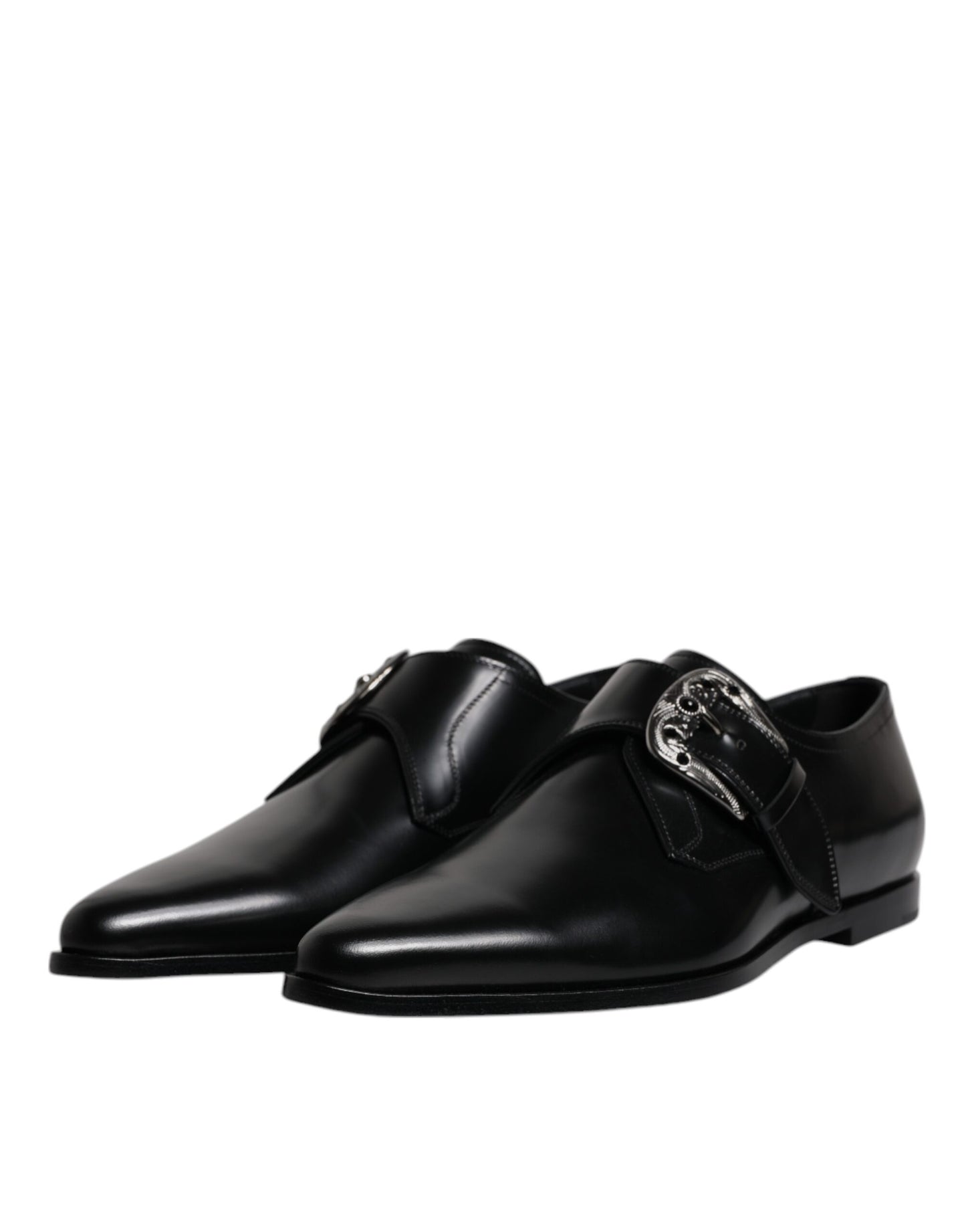 Zapatos Derby formales con correa de monje de cuero negro