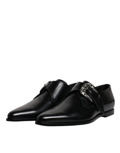 Zapatos Derby formales con correa de monje de cuero negro