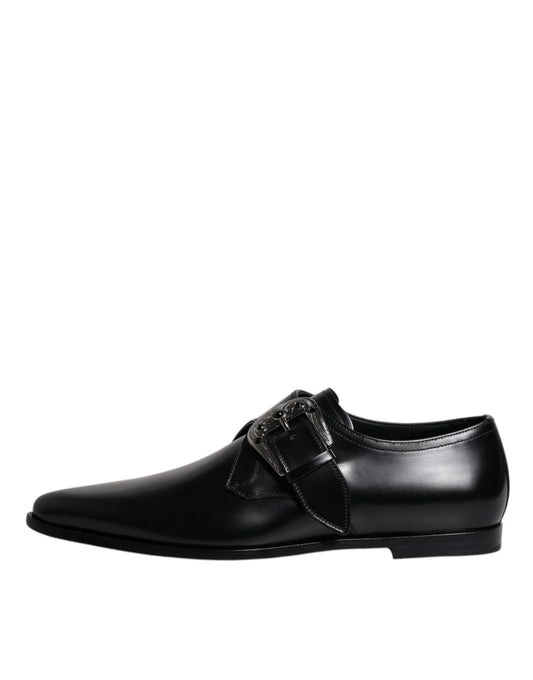Zapatos Derby formales con correa de monje de cuero negro