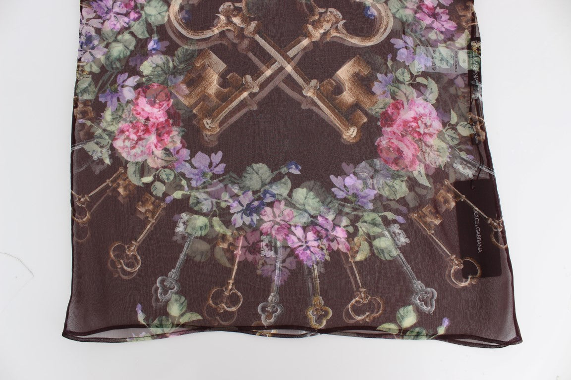 Elegante blusa de seda floral con mangas cortas