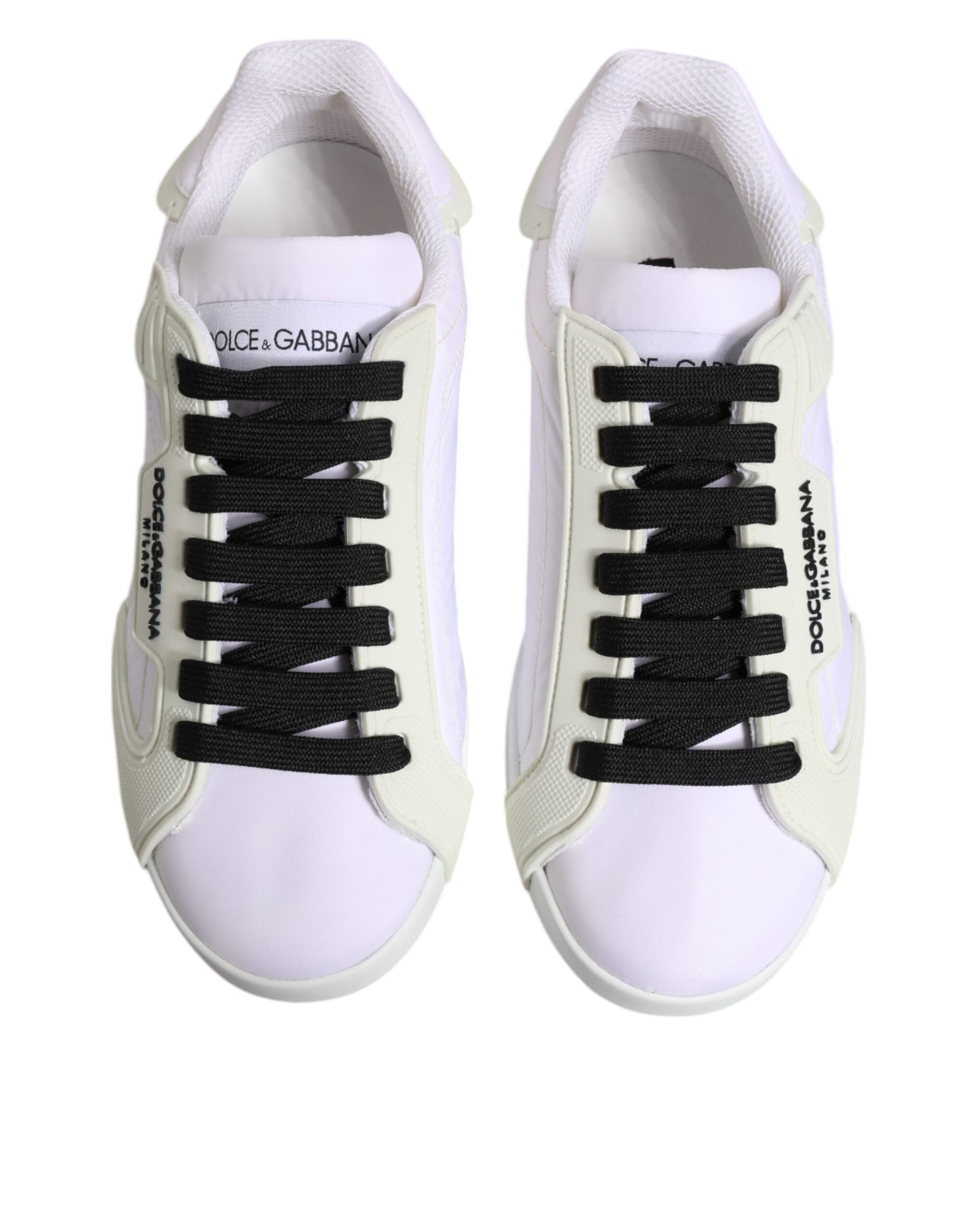 Zapatillas bajas de piel y nailon blancas
